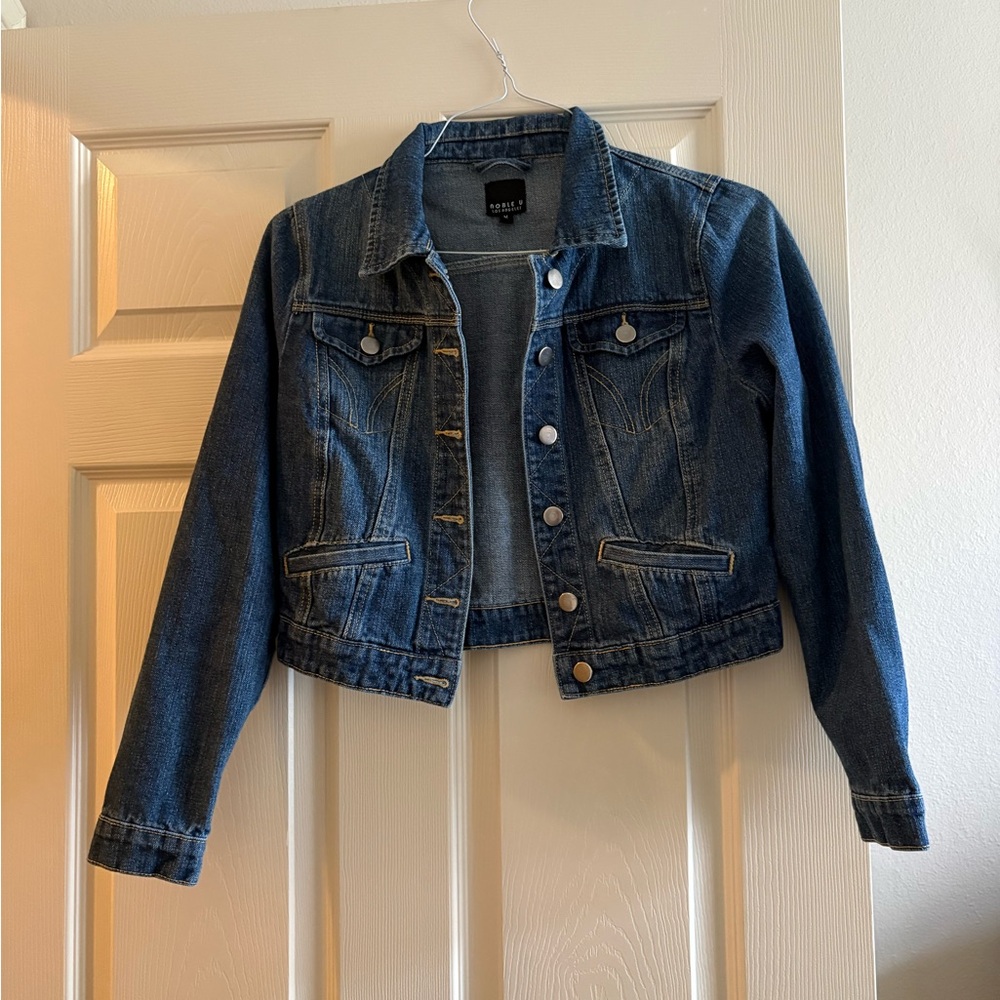 Dark Blue cropped Denim Jacket
